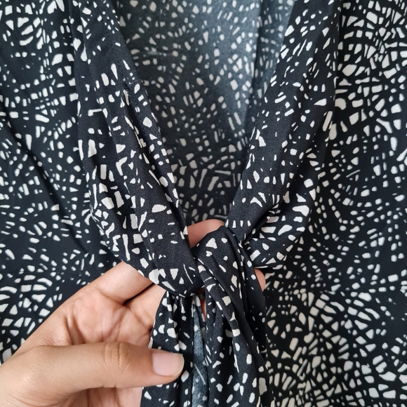 Size- S, Moire pattern printed deep V- neck dress by trend setters - Picture 7 of 7